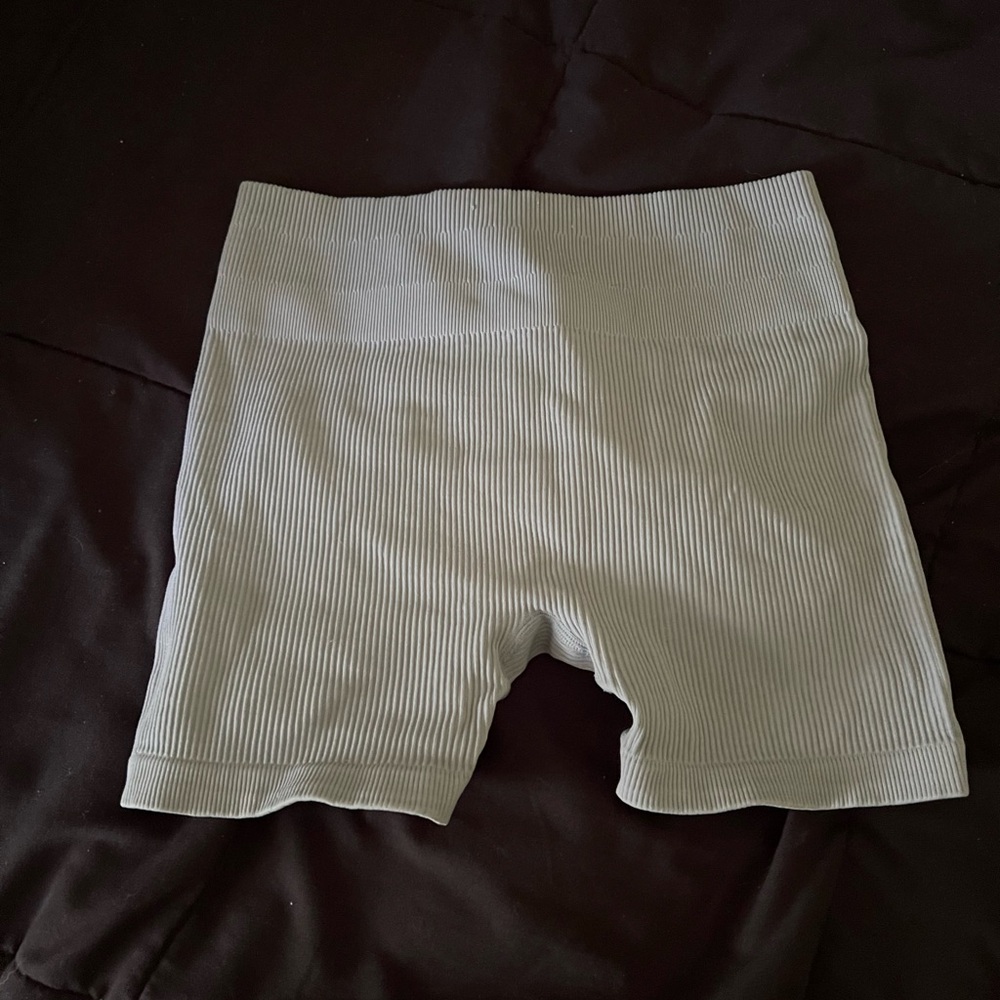 Ribbed Gray Biker Shorts
